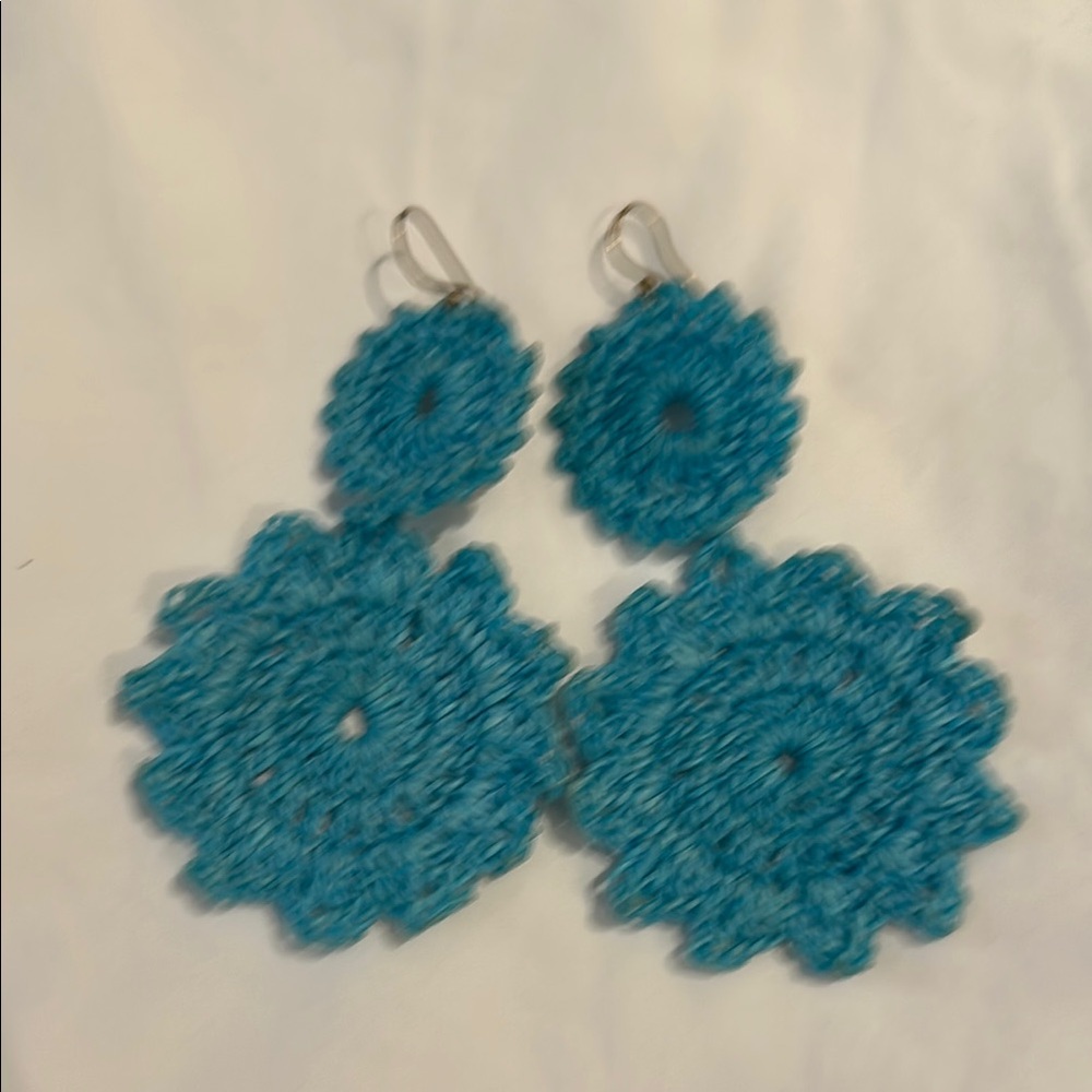 Roller Rabbit Blue Crochet Dangle Earrings
